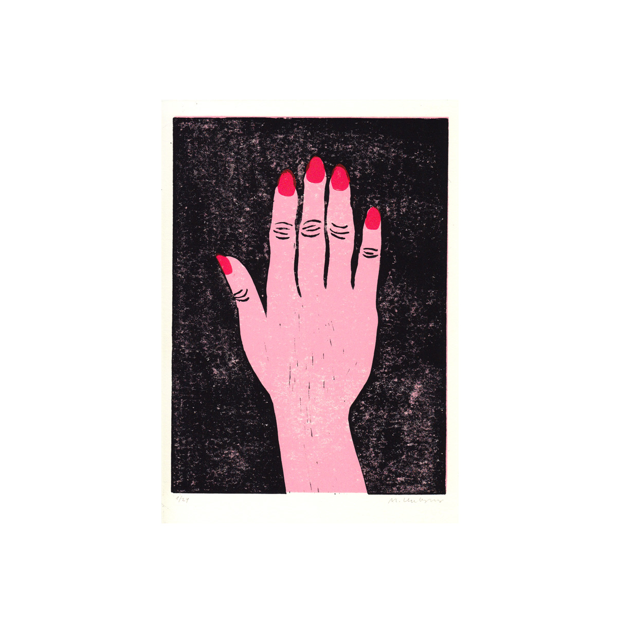 art linocut print hand