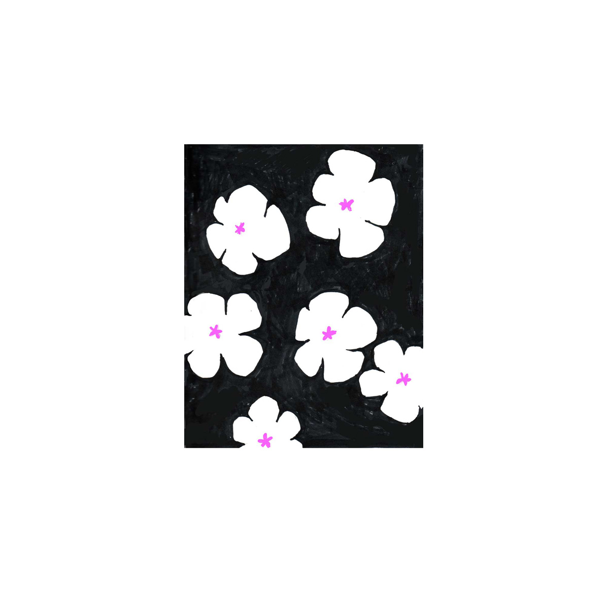 sketch of white flowers on black background