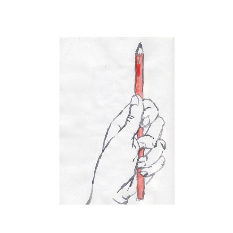 watercolor sketch hand with pencil