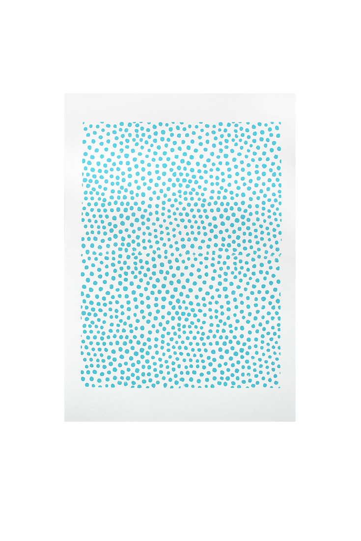 light blue woodblock print polkadots